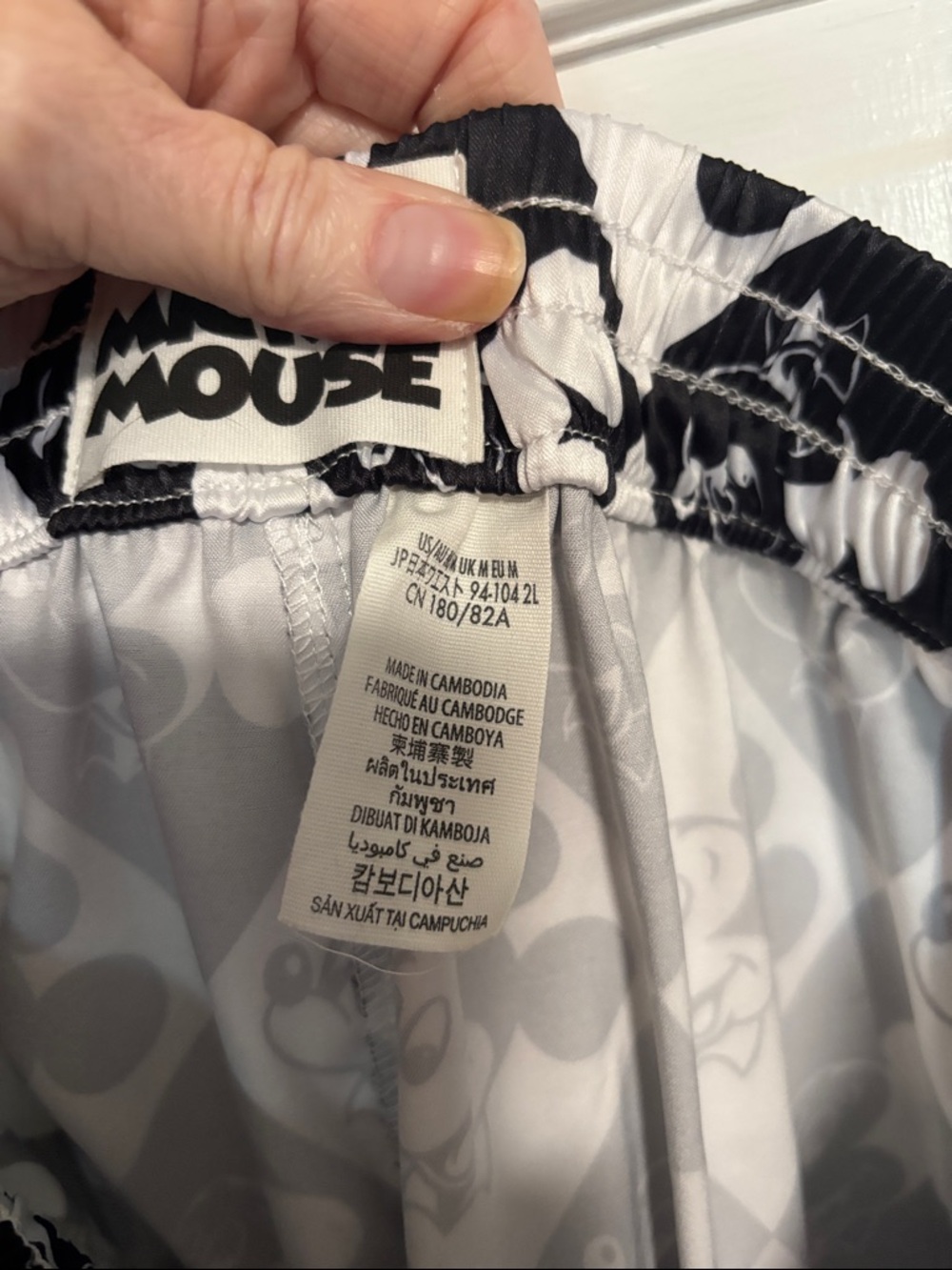 Disney Black & White Mickey Mouse Diamond Print Lounge Pants with Yellow Trim - Picture 7 of 8